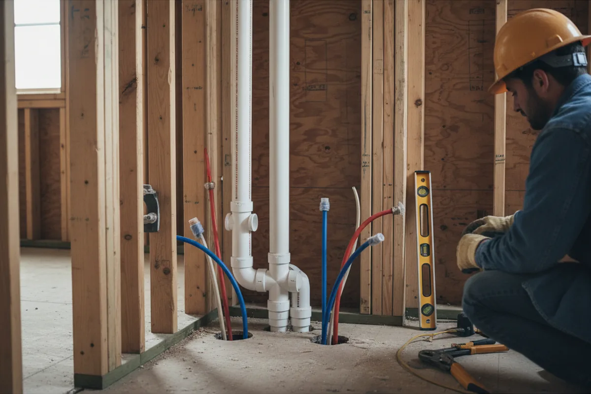 Drain and supply rough-in during Garbage Disposal Repair in Weston