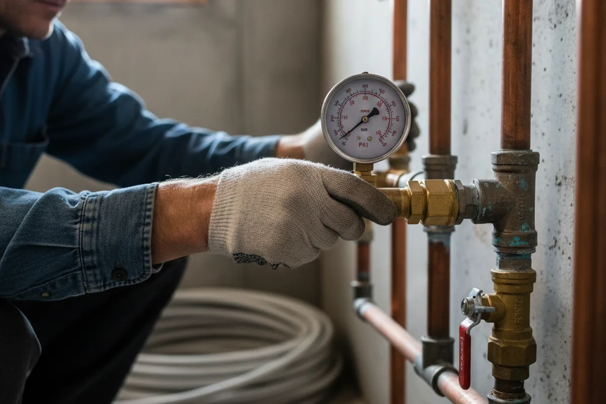 Pressure testing a repaired line during Water Line Repair in Weston