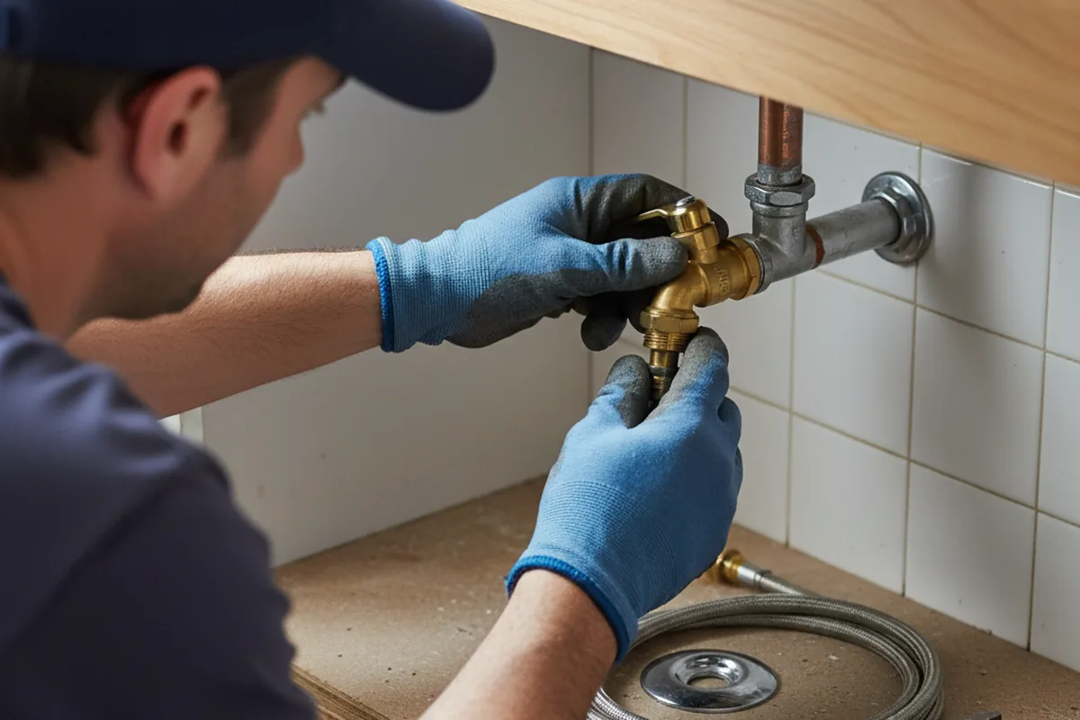 Shutoff valve and fitting work during Burst Pipe Repair in Weston